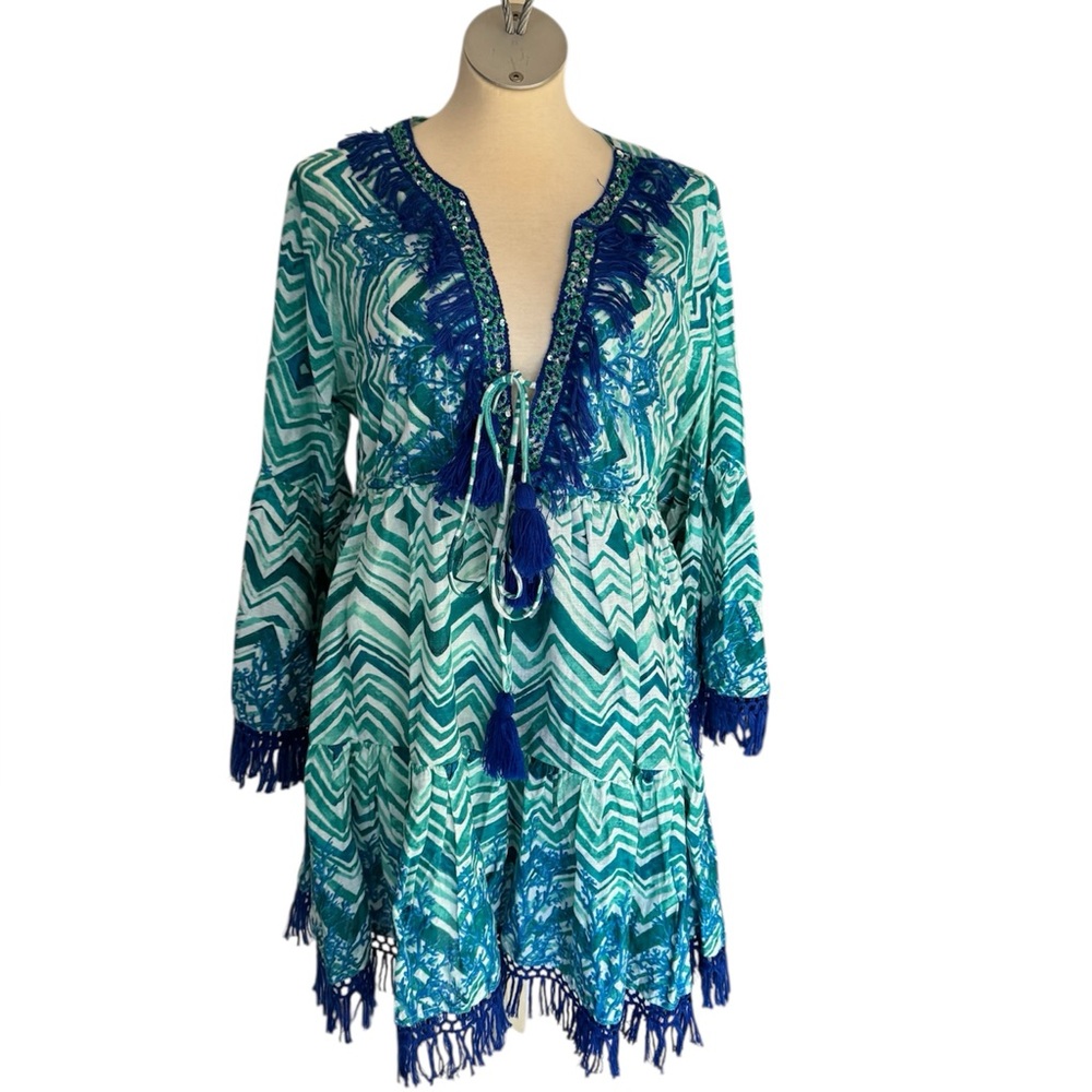 NWT ANTICA SANTORIA Blue and Green Women's Swim Cover-Up